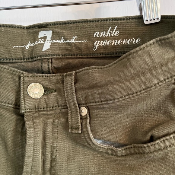 7 For All Mankind Gwenevere Women's Size 25 Olive Green Denim Ankle Skinny Jeans - Picture 5 of 7
